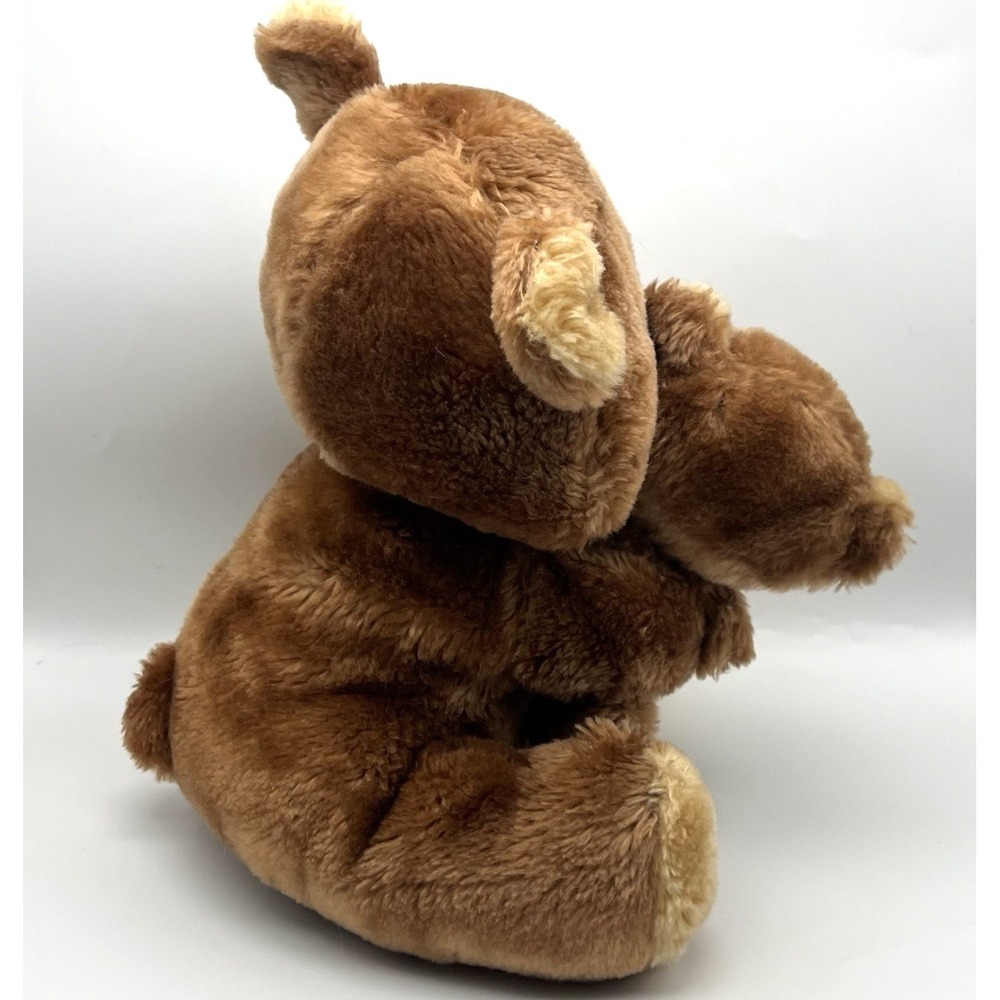 Vintage Plush Bear Hugging Mamma & Baby Teddy Approx 9" Stuffed Animal Brown - Picture 16 of 16